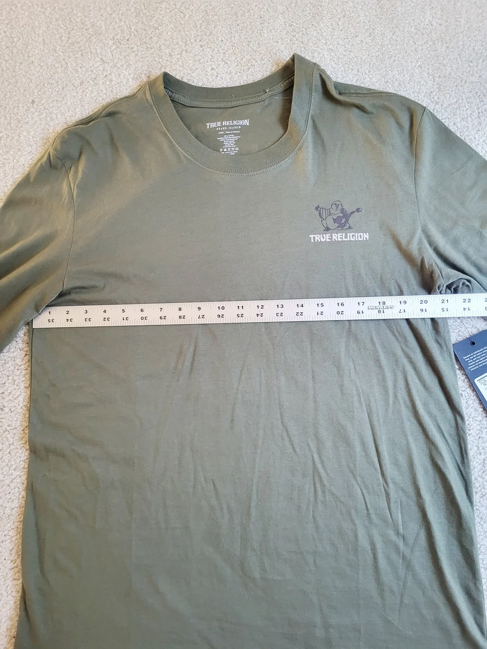 True Religion Long Sleeve Shirt Mens Large Olive Green New Buddha Graphic Cotton